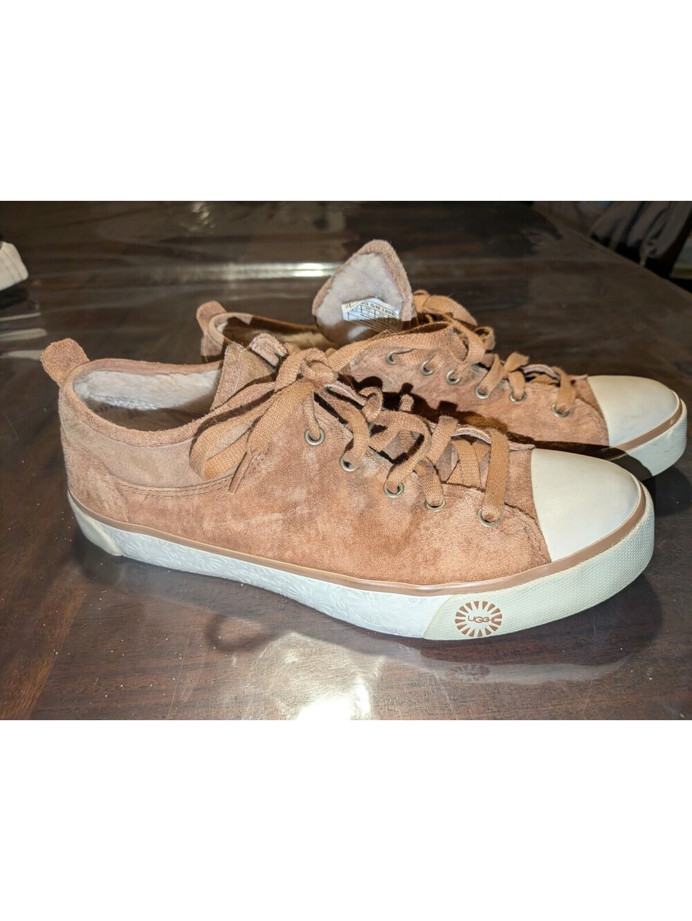 UGG Evera 1888 Chestnut Suede Shoes Shearling Sneakers Women’s Size 8.5